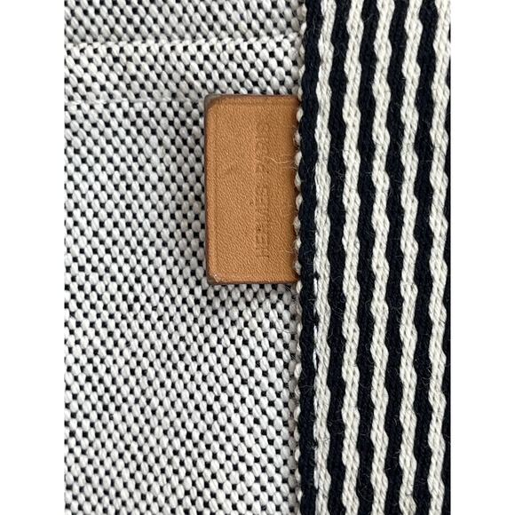 Hermès Canvas Fourre Tout MM Tote Bag Gray Stripe Web Handles Large Authentic - Picture 2 of 16